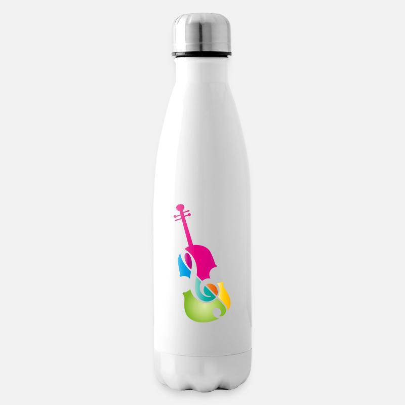 bunte stilisierte Violine mit Violinschlüssel - Isolierflasche - Weiß