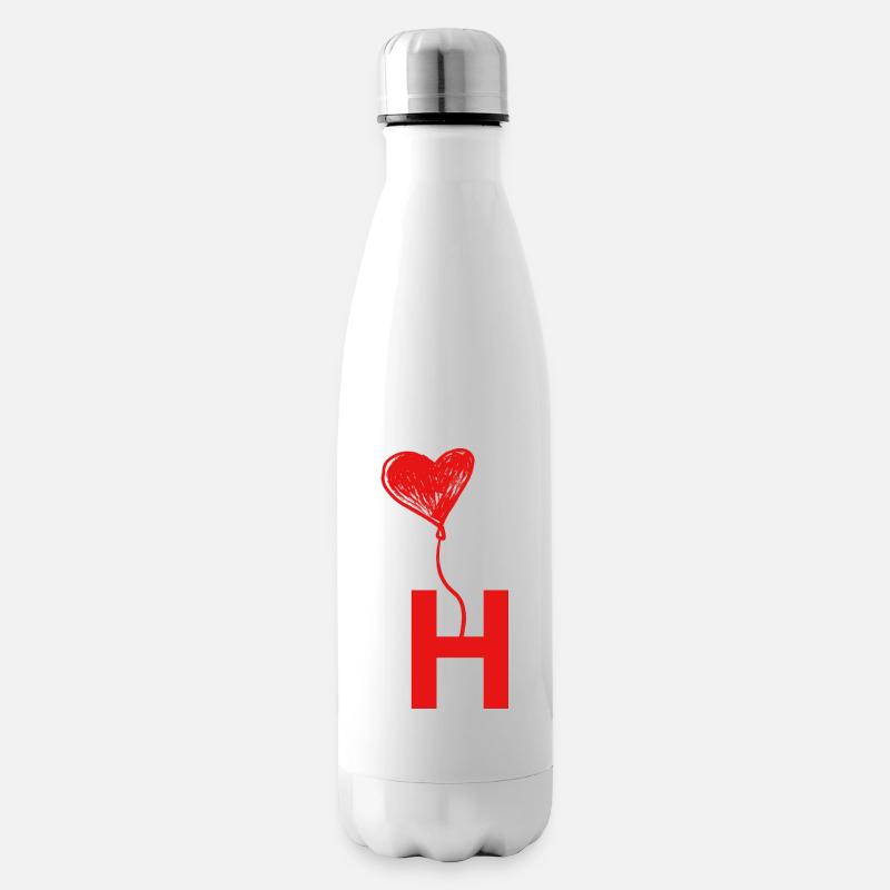 Buchstabe h Herz - Isolierflasche - Weiß