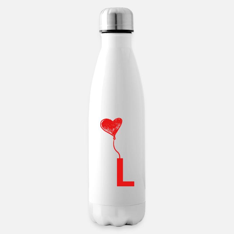 Buchstabe l Herz - Isolierflasche - Weiß
