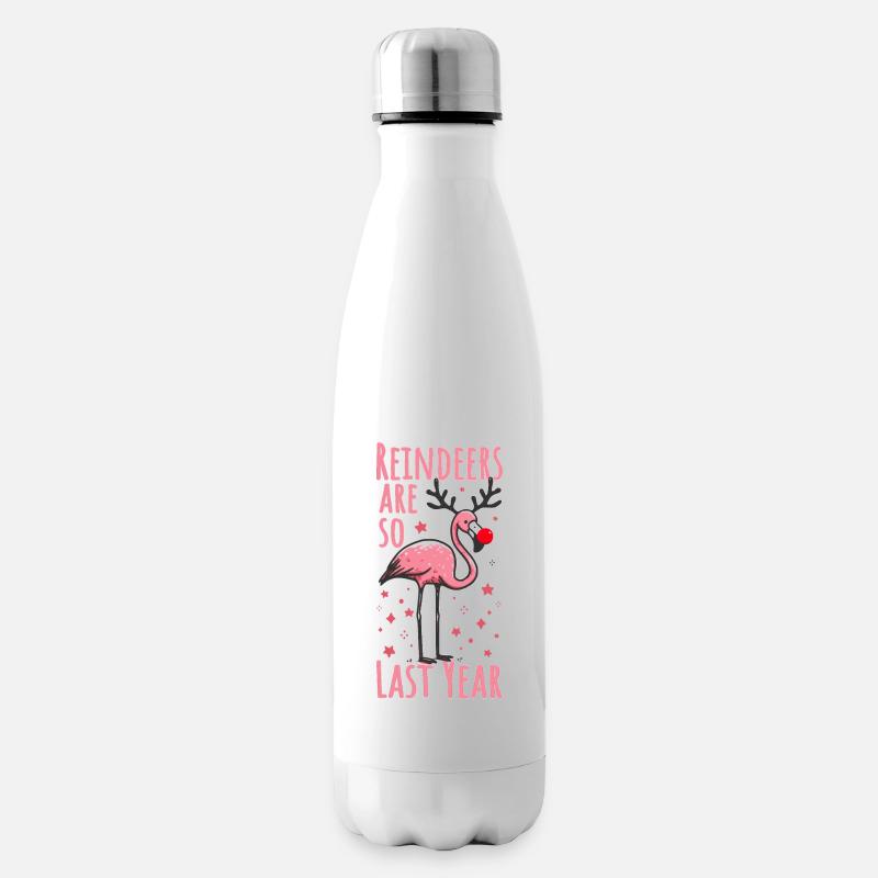 Flamingo Christmas Fun Saying - Insulated Water Bottle - white