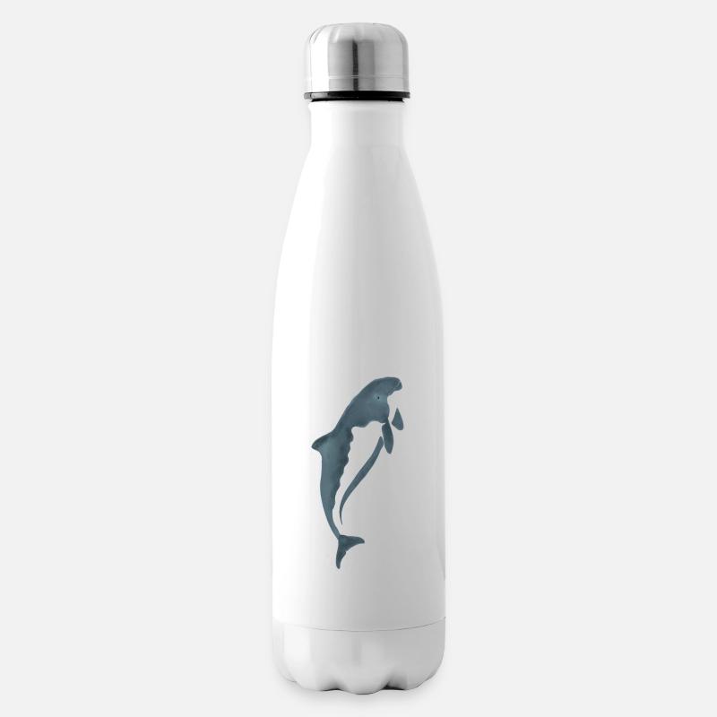 Aquarell-Delfin Silhouette - Isolierflasche - Weiß