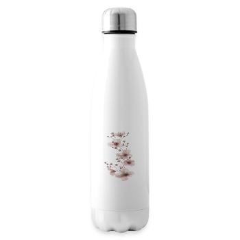 Pink flower cherry blossom sakura sticker - Insulated Water Bottle - white - Right