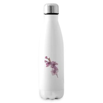 Japanese cherry blossom sakura motif sticker - Insulated Water Bottle - white - Right