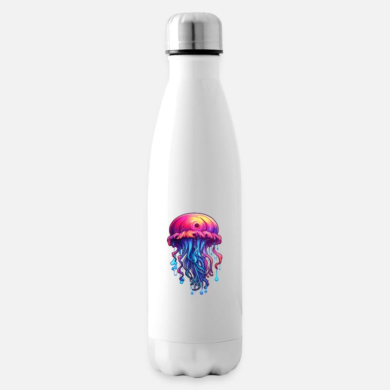 Pink Blaues Graffiti Quallen Artwork - Isolierflasche - Weiß