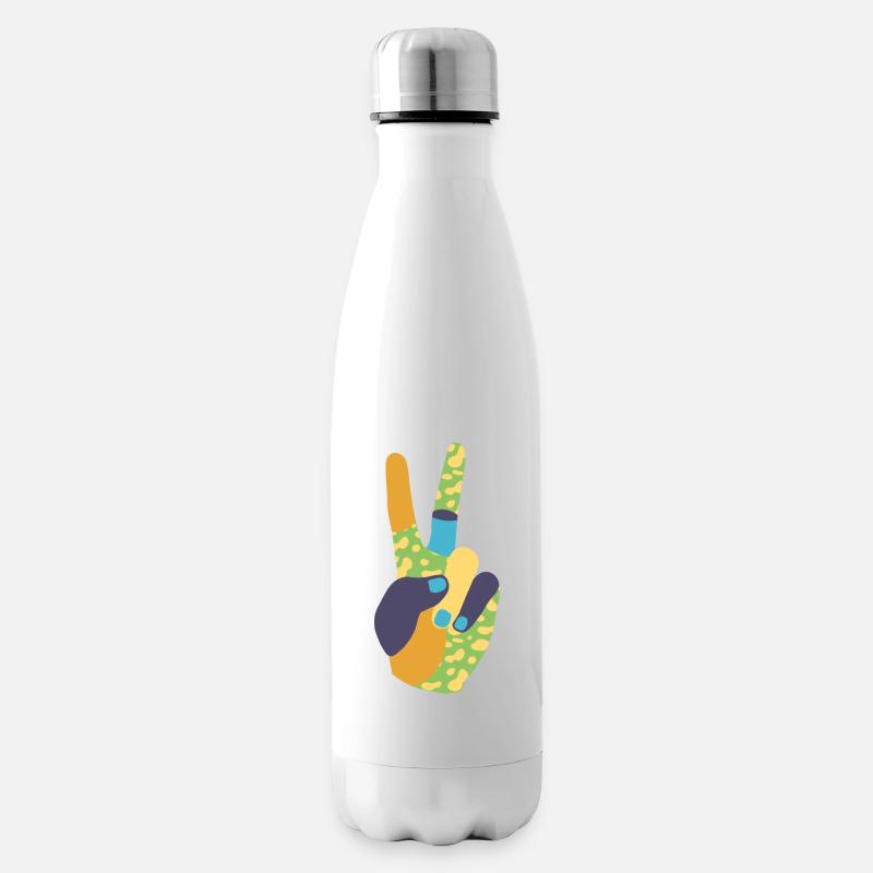 Multi-color peace hand - Insulated Water Bottle - white