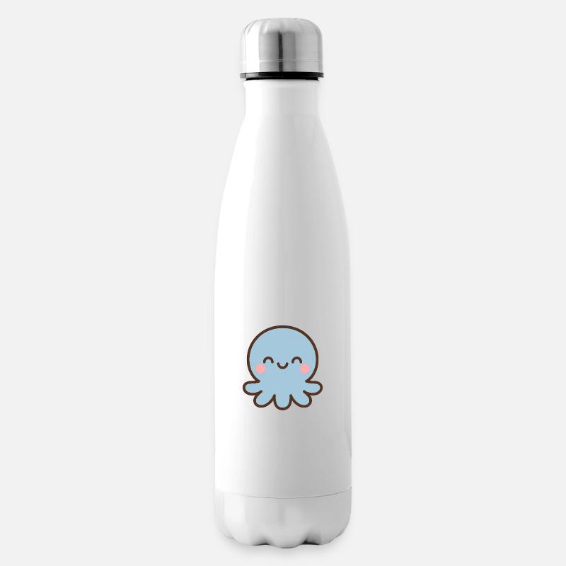 Blauer Oktopus Kawaii Lächeln - Isolierflasche - Weiß
