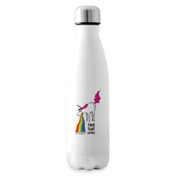 Einhorn kotzt Regenbogen - haters - Isolierflasche - Weiß - Rechts