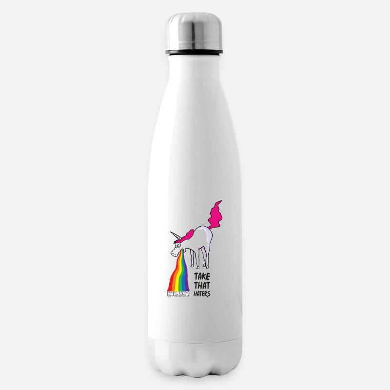 Einhorn kotzt Regenbogen - haters - Isolierflasche - Weiß