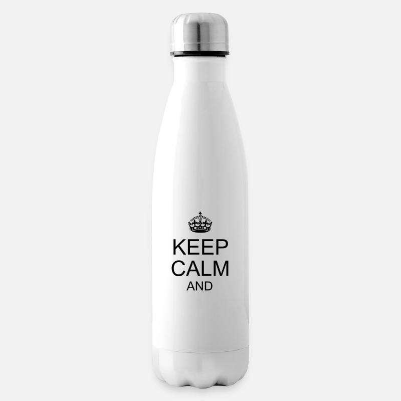 Keep calm and YOUR TEXT - Insulated Water Bottle - white