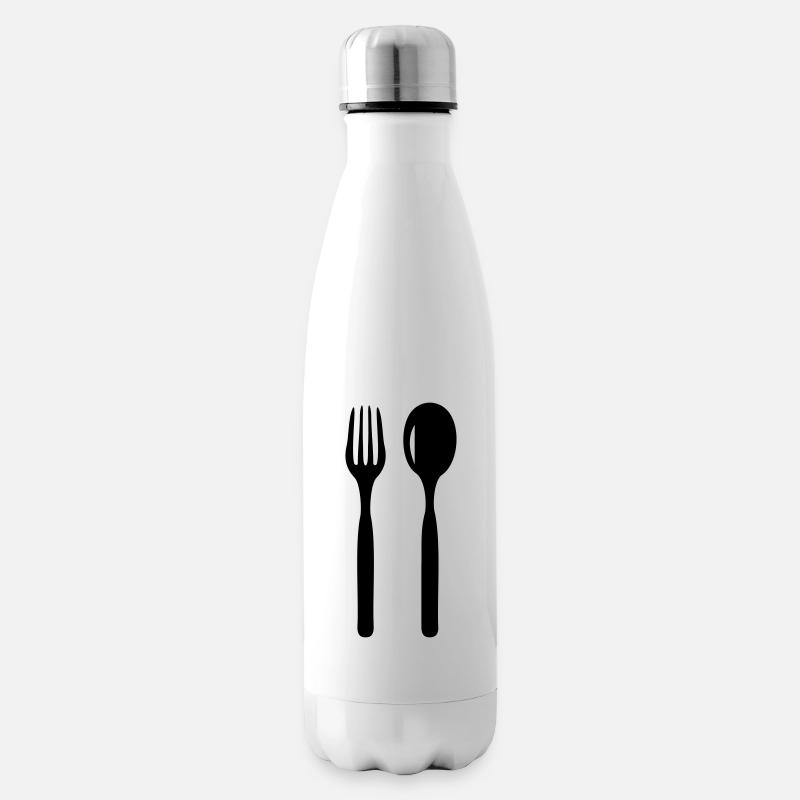 besteck löffel gabel icon - Isolierflasche - Weiß