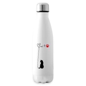 Herz mit 4 Pfoten - Katze - Isolierflasche - Weiß - Rechts