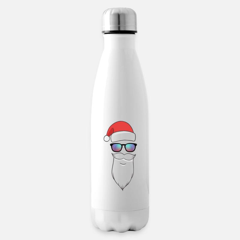 Weihnachtsmann mit Sonnenbrille - Isolierflasche - Weiß
