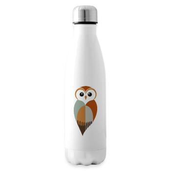 Hibou stylisé - Bouteille isotherme - blanc - Droite