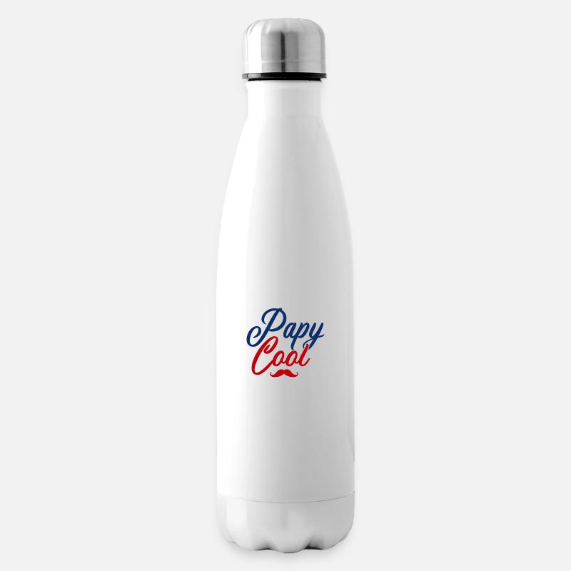 Papy cool moustache - Bouteille isotherme - blanc