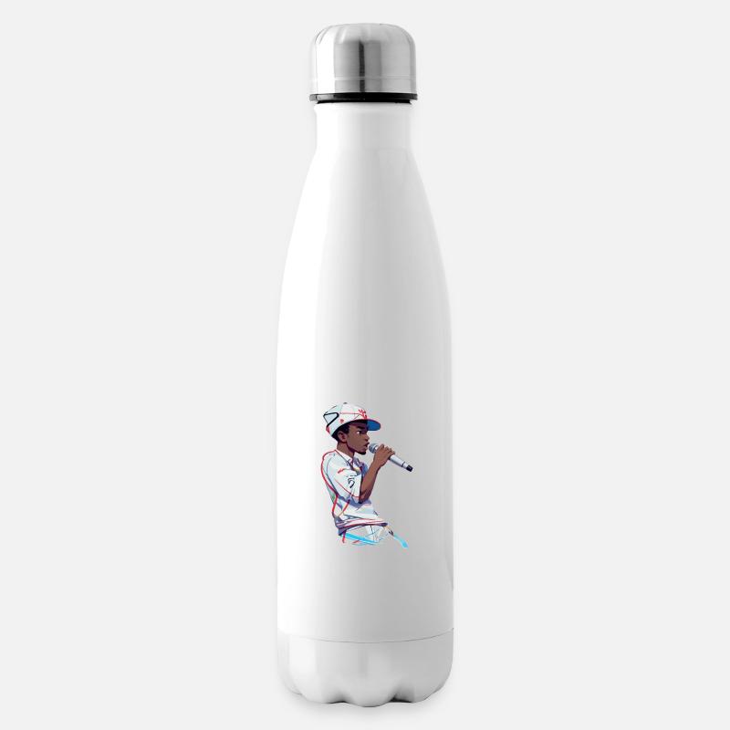 Schwarzer Rapper hält ein Mikrofon in der Hand - Isolierflasche - Weiß