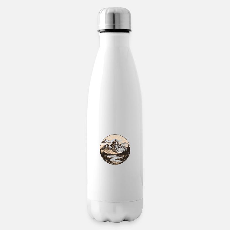 Berglandschafts Badge - Isolierflasche - Weiß