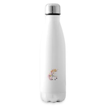 Bo! Einhorn-Blumen Design, personalisierbar - Isolierflasche - Weiß - Rechts