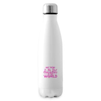 Fußball Mama Sportfan Fußball Geschenk - Isolierflasche - Weiß - Rechts