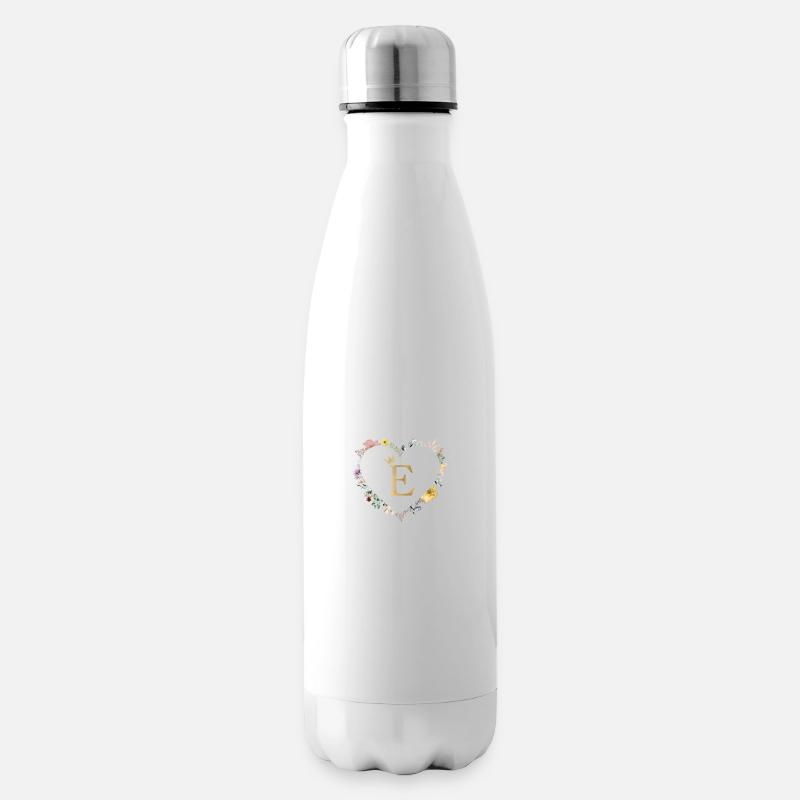 Buchstabe E, Monogramm, Herz, personalisierbar - Isolierflasche - Weiß
