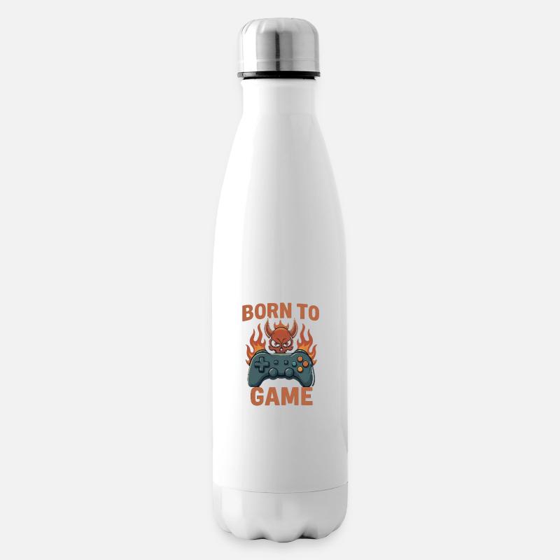 Born to Game – Fire Skull Controller - Insulated Water Bottle - white