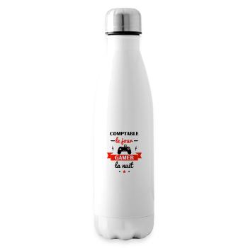 comptable le jour,gamer la nuit,cadeau comptable - Bouteille isotherme - blanc - Droite