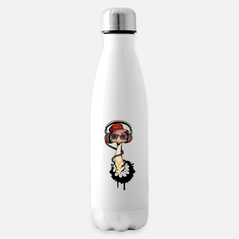 Vogel Strauß im coolen Hip Hop Style - Isolierflasche - Weiß