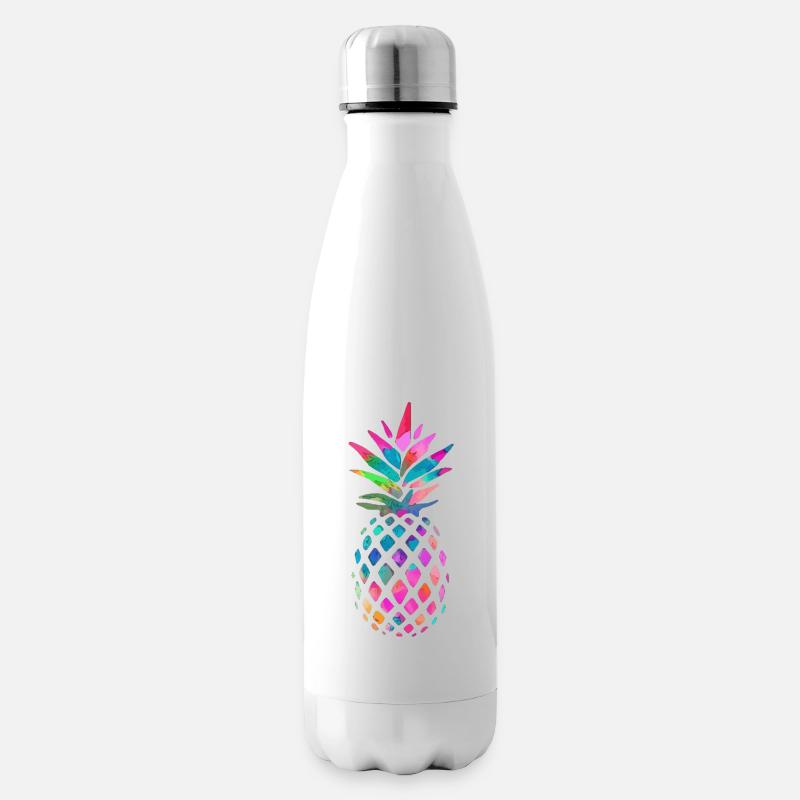 Regenbogen Ananas - Isolierflasche - Weiß
