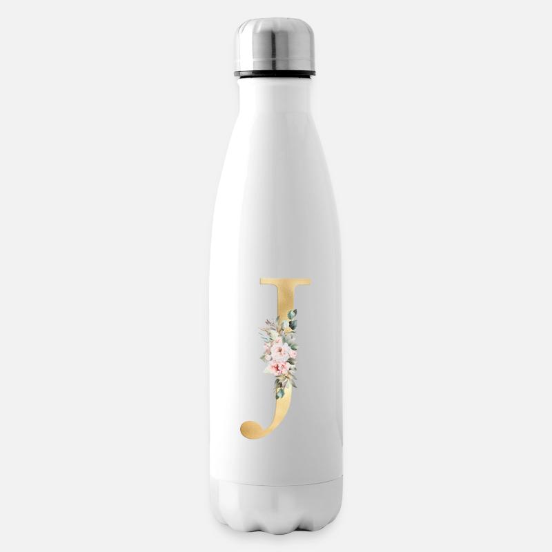 Personalisierbar Monogramm J Floral - Isolierflasche - Weiß