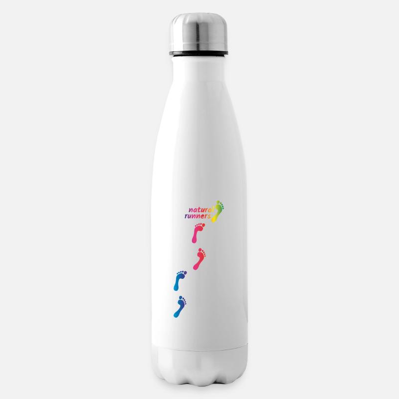 Regenbogen Footprints - barfuß durchs Leben gehen - Isolierflasche - Weiß