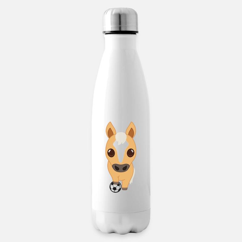 Fußball-Pferd Cartoon - Isolierflasche - Weiß