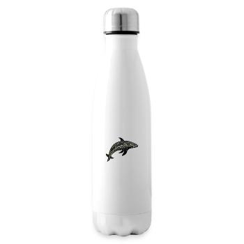 Bogolanfini whale 1 - Insulated Water Bottle - white - Right