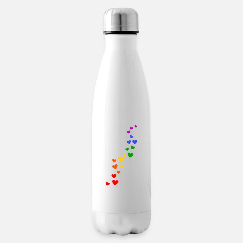 Regenbogen Herzen pride - Isolierflasche - Weiß