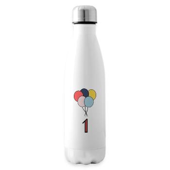 1. 1 JAHR. 1-JÄHRIGES JUBILÄUM. GEBURTSTAG 1 JAHR. EINS - Isolierflasche - Weiß - Rechts