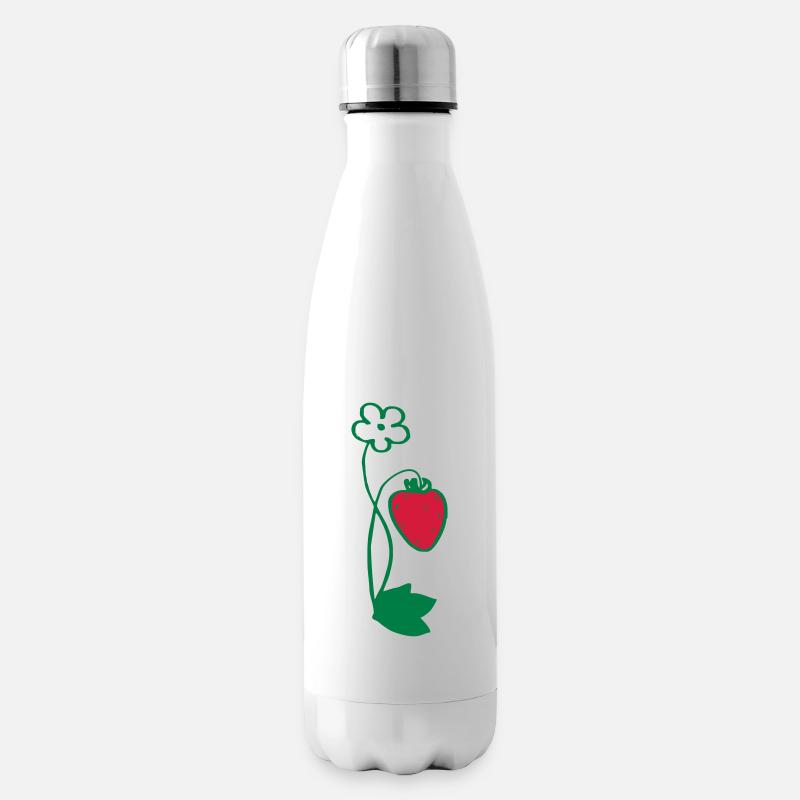 Erdbeere - Isolierflasche - Weiß