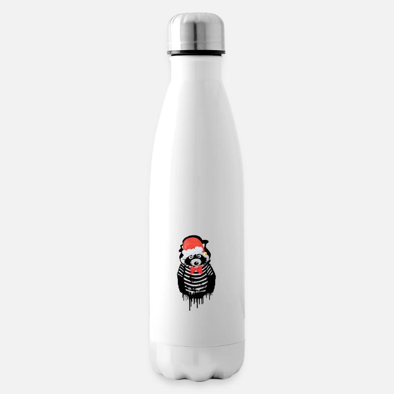 waschbär,schwarz-weiss,pantomime, Weihnachten - Isolierflasche - Weiß