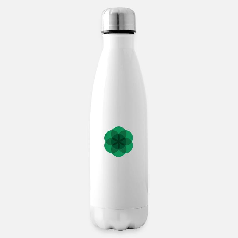 Fleur de vie verte - Bouteille isotherme - blanc