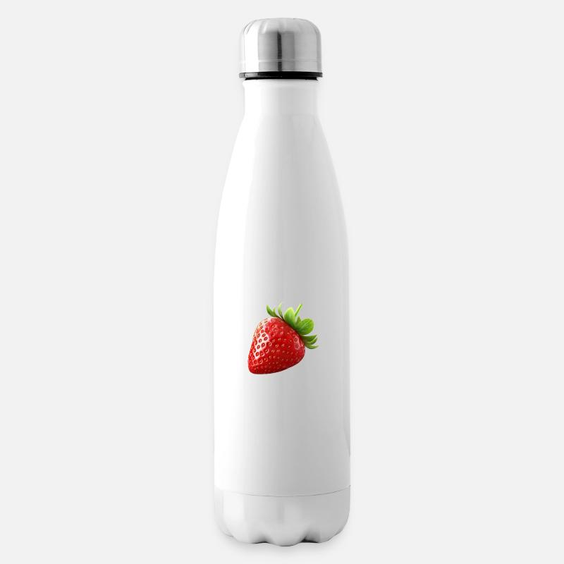 Erdbeere - Isolierflasche - Weiß