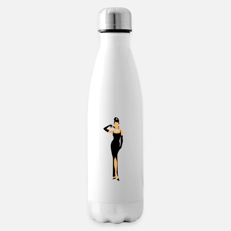 Diamantfrühstück mit Katze - Isolierflasche - Weiß