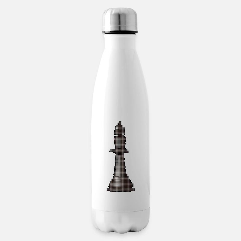 König Schach Figur Schachspiel Schachbrett Pixel - Isolierflasche - Weiß