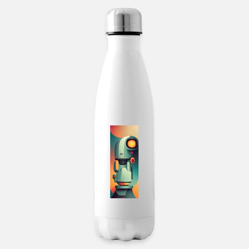 Roboter abstarkt orange - Isolierflasche - Weiß