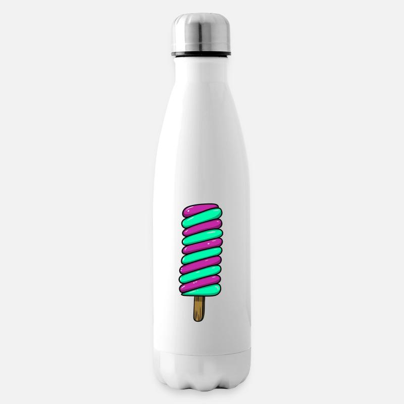 Crème glacée | Crème glacée à rayures vert violet | Glace - Bouteille isotherme - blanc
