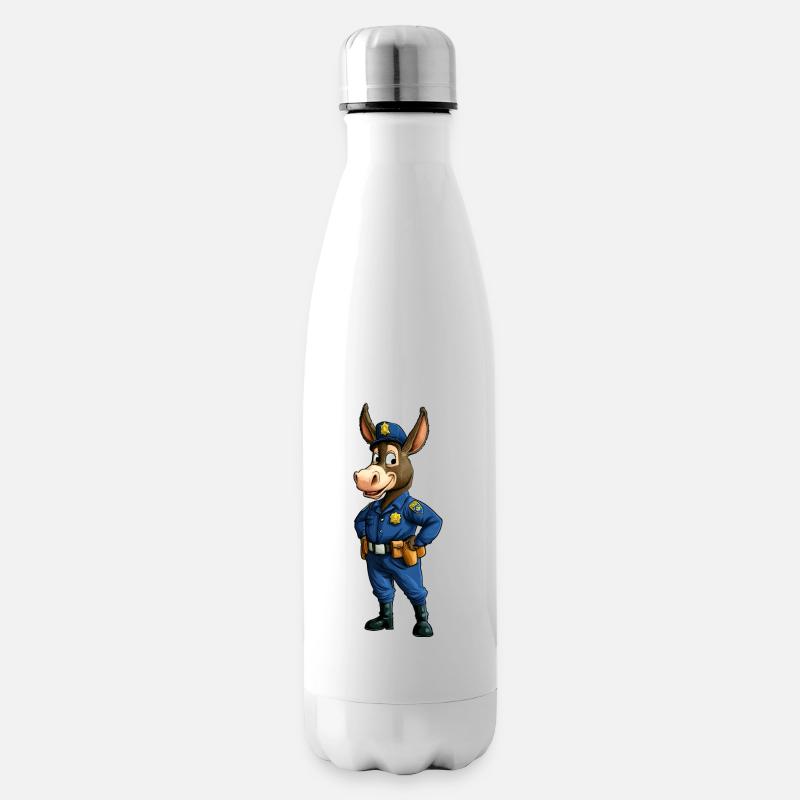 Esel Polizei / Cop Maulesel - Isolierflasche - Weiß