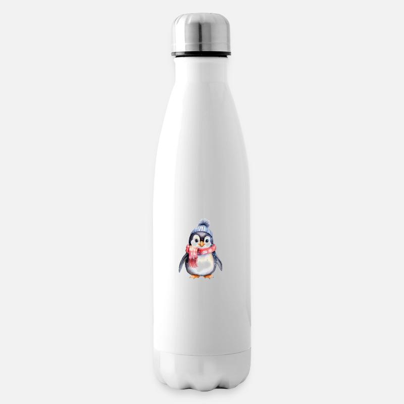 Pinguin im Winter - Isolierflasche - Weiß