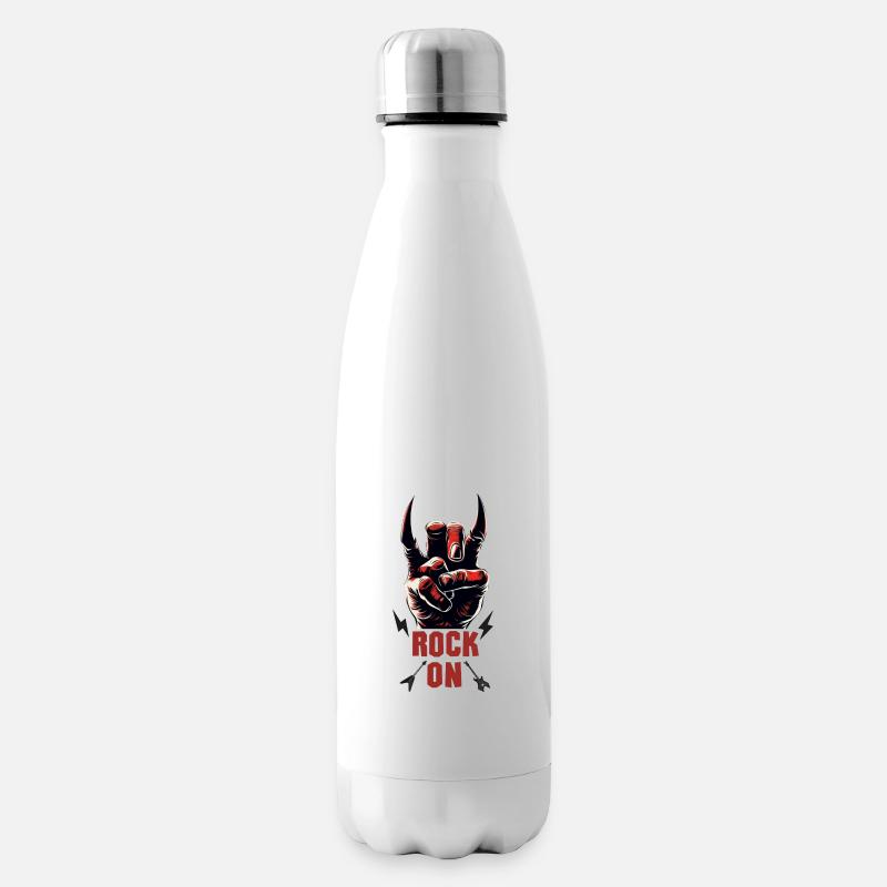 Rock Musiker Pommesgabel devil horns Hand Rocker - Isolierflasche - Weiß