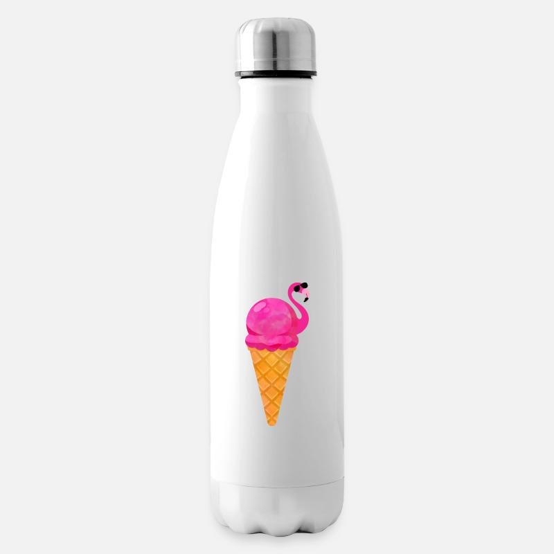 Ice Eiscreme Waffeleis Eiskugel Flamingo Eis - Isolierflasche - Weiß