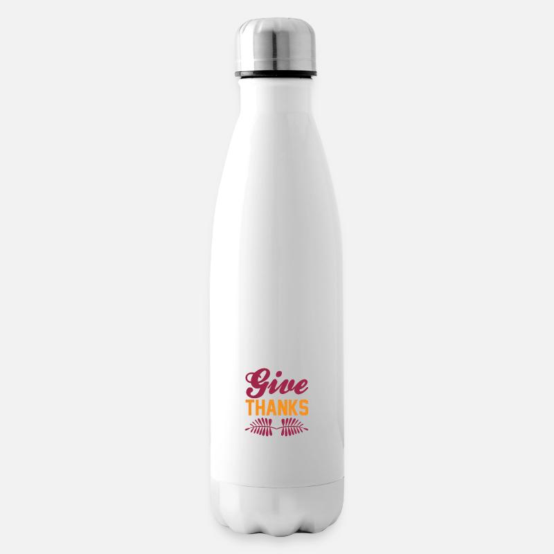 give thanks - Isolierflasche - Weiß
