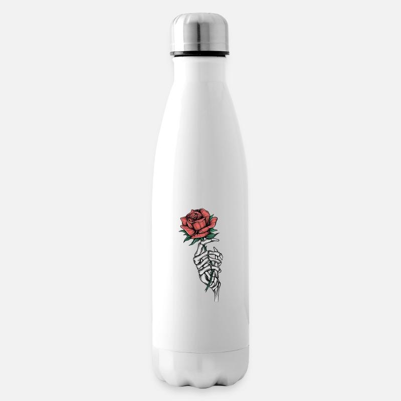 Knochenhand mit Rose - Isolierflasche - Weiß