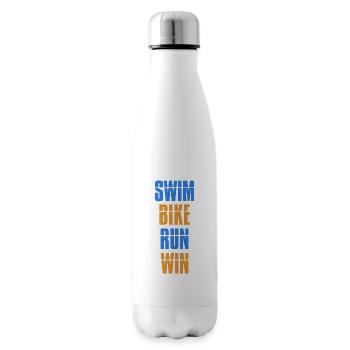 Swim Bike Run Sieg. Triathlon Geschenkidee - Isolierflasche - Weiß - Rechts