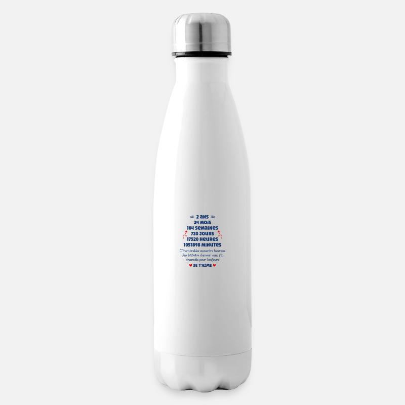 Anniversaire mariage 2 ans - Bouteille isotherme - blanc