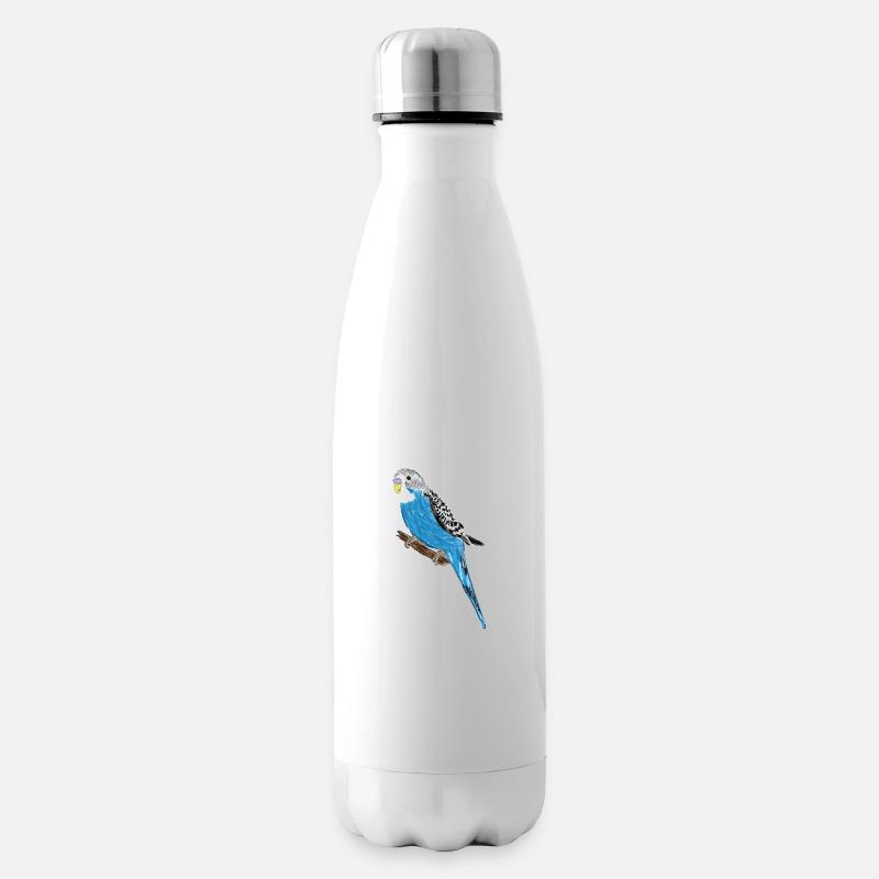 Blauer Wellensittich / Blue Budgie III - Isolierflasche - Weiß